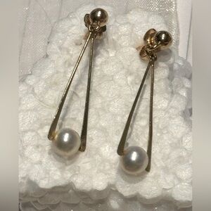 6mm cultured pearl earrings w/ 14K design, posts & backs